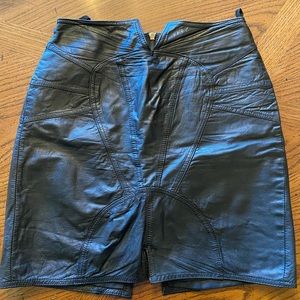 Vintage Leather black mini skirt.